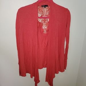 Salmon Colored Long Sleeve Lace Cardigan Boho
